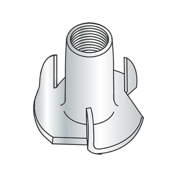 Newport Fasteners T-Nut, 3 Prongs, 3/8"-16, Steel, Zinc Plated, 7/16 in Barrel Ht, 1800 PK NB302100B-1800 - main